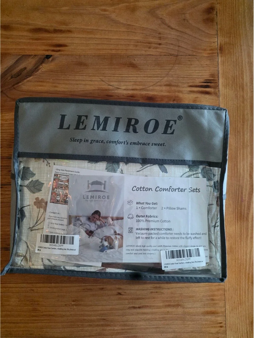 Lemiroe Cotton Comforter Set with Pillow Shams, Floral Design, 100% P